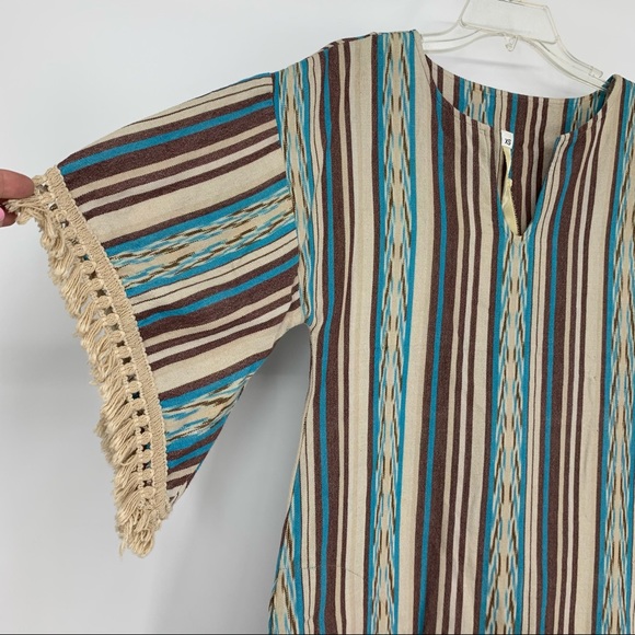 Uncle Frank Striped Flared Fringe Sleeve Dress XS - Picture 3 of 10